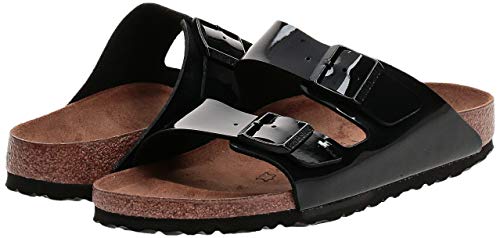 Birkenstock Arizona Birko-Flor Patent, Sandalias de Punta Descubierta Mujer, Negro (Noir Noir), 36 EU