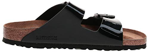 Birkenstock Arizona Birko-Flor Patent, Sandalias de Punta Descubierta Mujer, Negro (Noir Noir), 36 EU