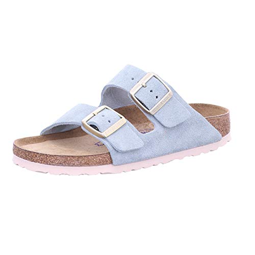 BIRKENSTOCK Arizona SFB Cuir - Sandalias de ante para mujer, color azul claro, color Azul, talla 43 EU