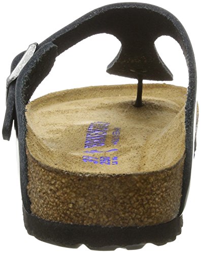 Birkenstock Gizeh Leder Softfootbed, Chanclas para Mujer, Grau (Metallic Anthracite), 37 EU