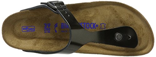 Birkenstock Gizeh Leder Softfootbed, Chanclas para Mujer, Grau (Metallic Anthracite), 37 EU