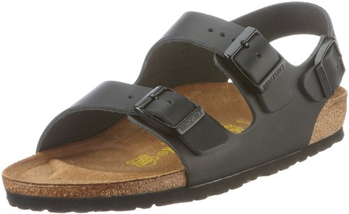 Birkenstock Milano Smooth Leather, Sandalias Hombre adulto, Negro (Black), 41 EU (Estrecho)