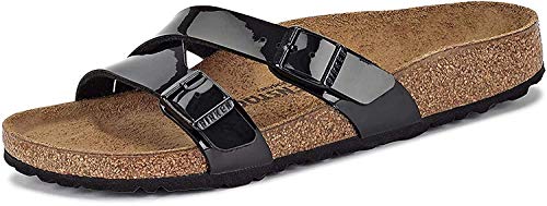 Birkenstock Mules Yao Balance Birko-Flor Vernis Noir, Sandalia para Mujer, 36 EU Étroit