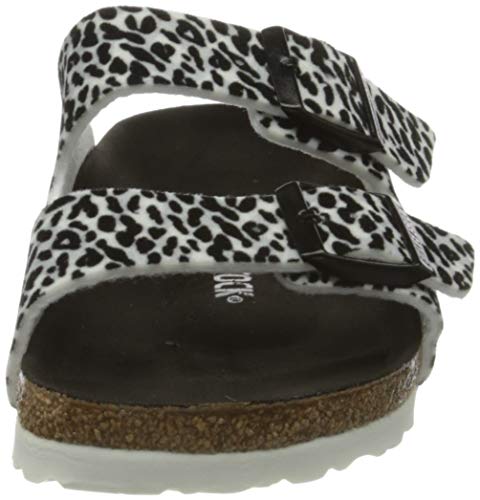 Birkenstock Sandales Arizona Textile Leopard Lilly Black White, Sandalia Mujer, 36 EU