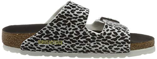 Birkenstock Sandales Arizona Textile Leopard Lilly Black White, Sandalia Mujer, 36 EU