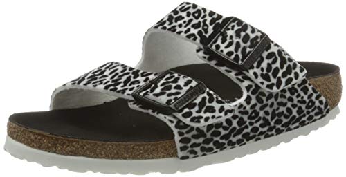 Birkenstock Sandales Arizona Textile Leopard Lilly Black White, Sandalia Mujer, 36 EU