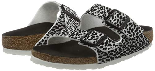 Birkenstock Sandales Arizona Textile Leopard Lilly Black White, Sandalia Mujer, 36 EU