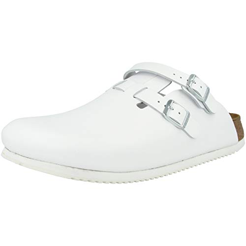 BIRKENSTOCK Zuecos Kay SL unisex para adultos, piel natural, normal, color Blanco, talla 39 EU