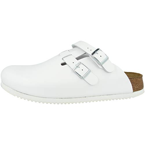 BIRKENSTOCK Zuecos Kay SL unisex para adultos, piel natural, normal, color Blanco, talla 39 EU