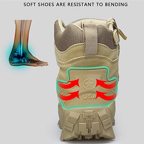Bititger - Botas de desierto militares de piel, impermeables, con cremallera, botas tácticas y de combate para hombre, para patrullas, de seguridad, para policías, color, talla 39 2/3 EU