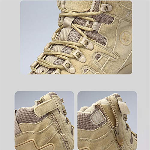 Bititger - Botas de desierto militares de piel, impermeables, con cremallera, botas tácticas y de combate para hombre, para patrullas, de seguridad, para policías, color, talla 39 2/3 EU