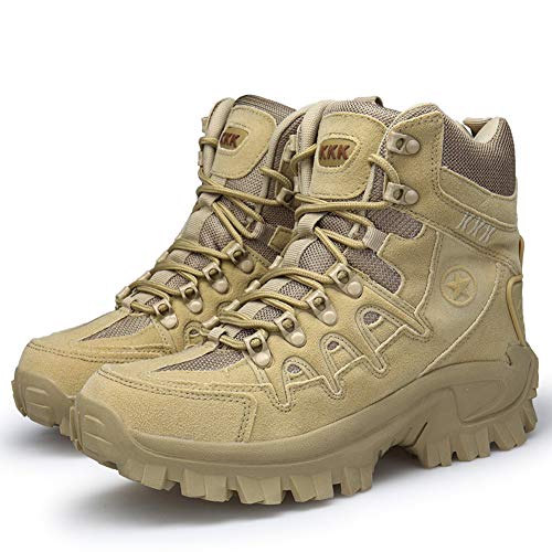 Bititger - Botas de desierto militares de piel, impermeables, con cremallera, botas tácticas y de combate para hombre, para patrullas, de seguridad, para policías, color, talla 39 2/3 EU
