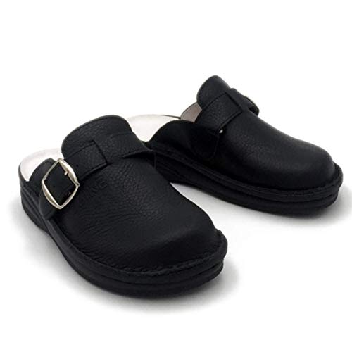 BLANDITOOS - Zueco Super Confortable Anatómico. Corte en Piel, Forro y Plantilla Piel. Altura 2.5 cm. Suela de Poliuretano. Hecho en España. Color - Marino Oscuro, Talla - 36