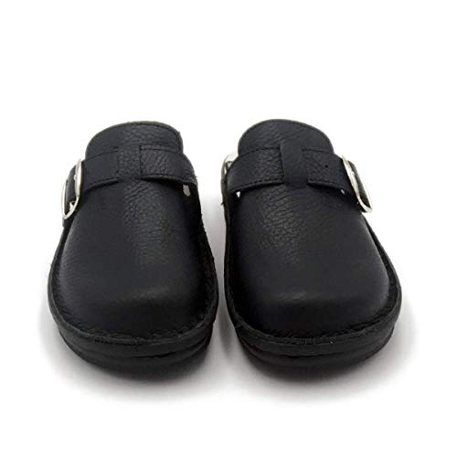 BLANDITOOS - Zueco Super Confortable Anatómico. Corte en Piel, Forro y Plantilla Piel. Altura 2.5 cm. Suela de Poliuretano. Hecho en España. Color - Marino Oscuro, Talla - 36