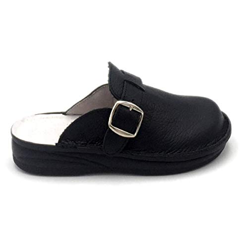 BLANDITOOS - Zueco Super Confortable Anatómico. Corte en Piel, Forro y Plantilla Piel. Altura 2.5 cm. Suela de Poliuretano. Hecho en España. Color - Marino Oscuro, Talla - 36