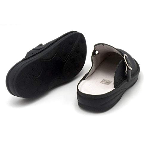 BLANDITOOS - Zueco Super Confortable Anatómico. Corte en Piel, Forro y Plantilla Piel. Altura 2.5 cm. Suela de Poliuretano. Hecho en España. Color - Marino Oscuro, Talla - 36