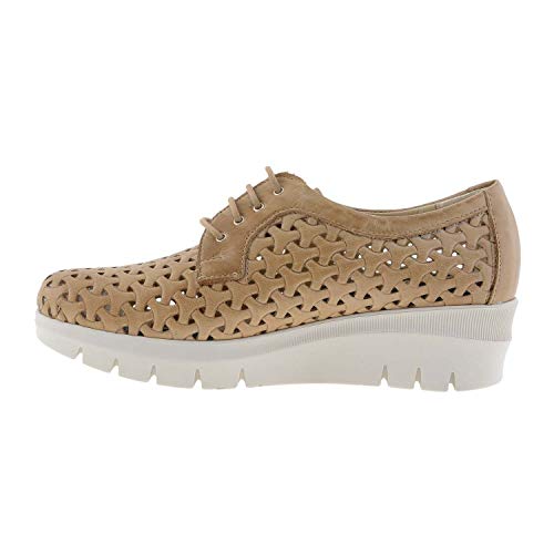 Bluchers Pitilllos Bluchers Piel Plantilla Extraíble con Cordones Talla: 38 Color: Taupe