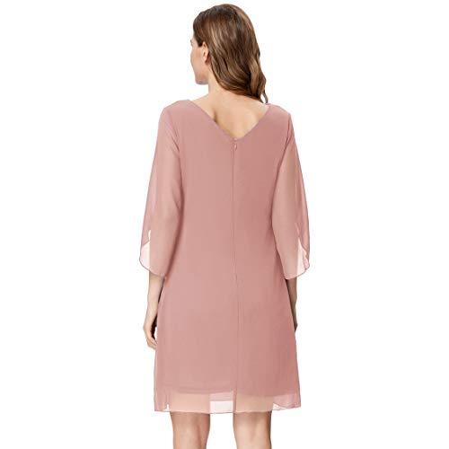 Blusa Gasa para Mujer Vestido 3/4 Manga Casual Oficina Cuello Redondo Elegante Vestido Top L Cl011125-15