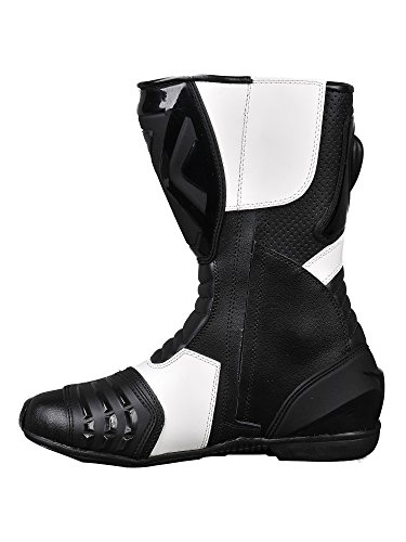 Bohmberg - Botas de Moto, Botas de Piel Deportivas, Impermeables, de Cuero Estable Protectores rígidos Integrados - 46