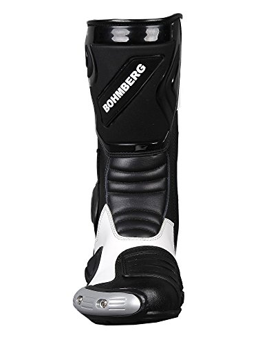 Bohmberg - Botas de Moto, Botas de Piel Deportivas, Impermeables, de Cuero Estable Protectores rígidos Integrados - 46