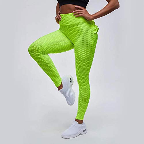 BOIYI Pantalones de Yoga de Cintura Alta para Mujer, Único Falda de Cintura , Estiramiento Correr Entrenamiento Leggings de Yoga Control de Abdomen Medias Deportivas(Verde,XL)