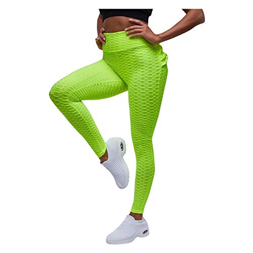 BOIYI Pantalones de Yoga de Cintura Alta para Mujer, Único Falda de Cintura , Estiramiento Correr Entrenamiento Leggings de Yoga Control de Abdomen Medias Deportivas(Verde,XL)
