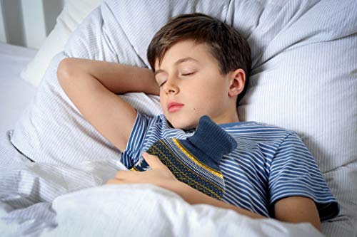 Bolsa de agua caliente axion | + incluye funda/forro de algodón azul con estampado | Bolsa de agua para terapia de calor | bolsa de agua caliente excelente para dormir