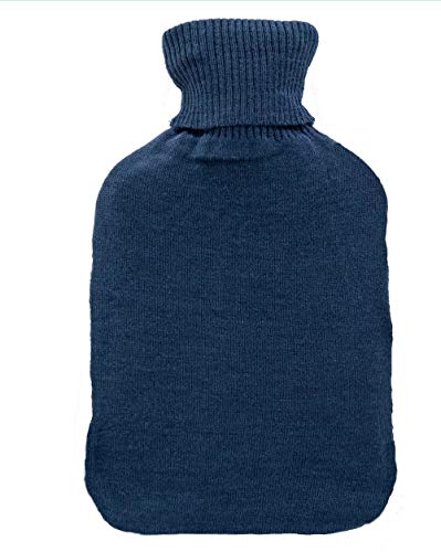 Bolsa de agua caliente axion | + incluye funda/forro de algodón azul con estampado | Bolsa de agua para terapia de calor | bolsa de agua caliente excelente para dormir
