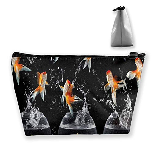 Bolsa de Maquillaje Divertida de pez bailarín, Bolsa de Viaje de Almacenamiento Trapezoidal Grande, Bolsa de cosméticos para Lavar, portalápices, Cremallera Impermeable