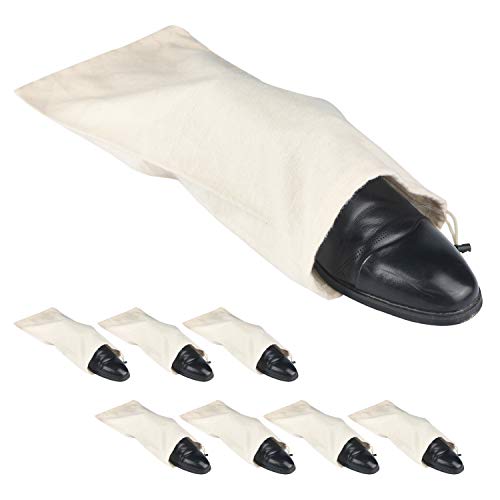 Bolsa para Guardar Zapatos para Hombres y Mujeres 100% algodón con cordón para protección de Viaje y Almacenamiento de Zapatos, Juego de Cuatro Piezas,Beige, Juego de 8er