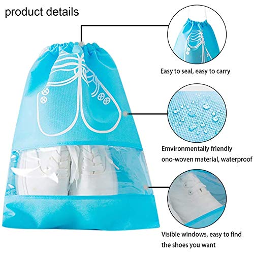 Bolsas Zapatos Viajes 10pcs Bolsa a Prueba Polvo Zapatos No Tejidas Bolsas para Zapatos para Almacenar Botas Zapatos de Viaje Bolsa de Acabado con Ventana Transparente,Multifunción(M/L)