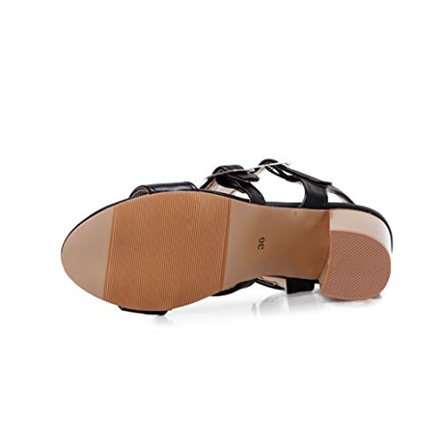 Bombas De Tacón Cuadrado Para Mujer Calzado De Verano De Tacón Alto Peep-Toe Slingback Calzado Fiesta Boda Oficina Damas Tobillo Hebilla Correa Sandalias