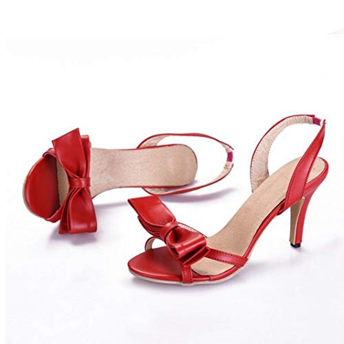 Bombas de tacón fino para mujer Zapatillas de verano con tacón alto Peep-toe Espalda abierta Slingback Mariposa-nudo Zapatos Fiesta Boda Danza Damas Sandalias