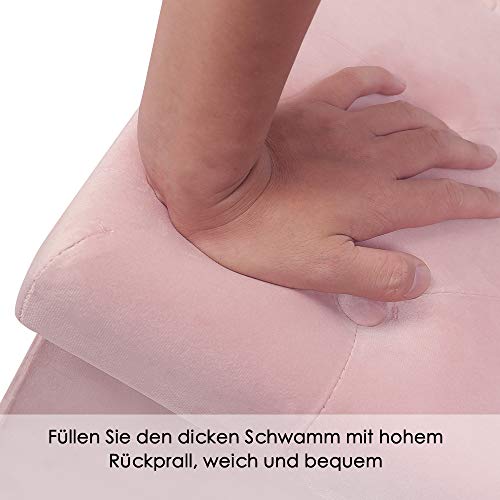 Bonlife Taburete de Almacenamiento Plegable de Franela Retro Interior Banco Madera Juguetes Mesas Plegables Pequeñas Rosa 40x40x40cm