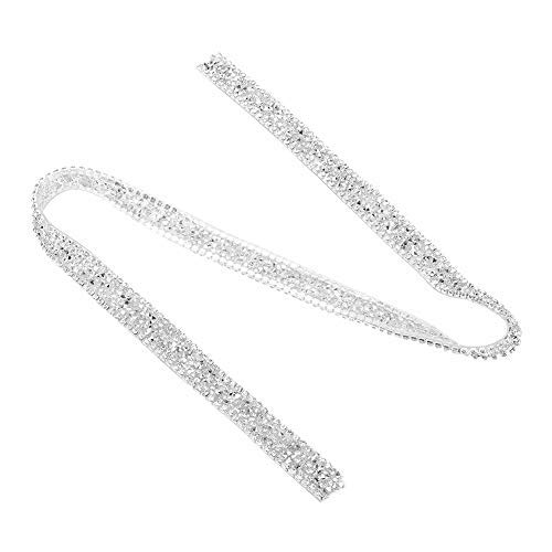 Borde de la cinta de diamantes de imitación, 1 yarda 15 mm Rollo de malla de diamante Rollo Sparkle Decoración de la cinta de diamantes de imitación de cristal para la ropa Vestido Cinturón(Plata)