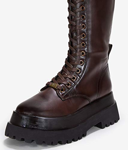 BOSANOVA Botas Altas Militares Marrones con Cordones 37 para Mujer