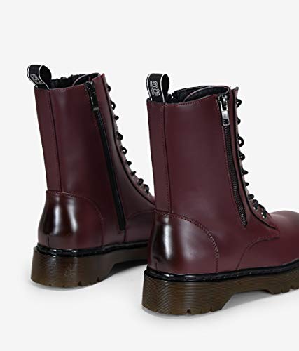 BOSANOVA Botas Militares Burdeos con Cremallera Burdeos 38