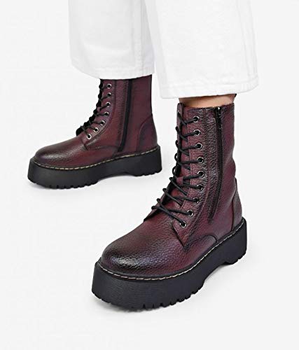 BOSANOVA Botas Militares burdeoss con Cremallera Burdeos 38