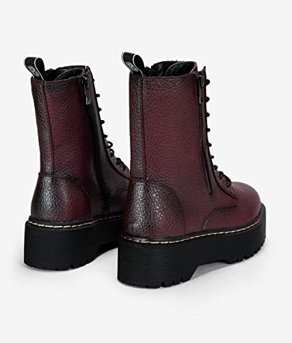 BOSANOVA Botas Militares burdeoss con Cremallera Burdeos 38