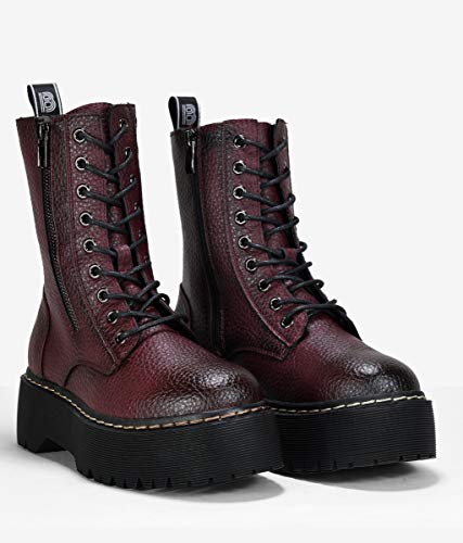 BOSANOVA Botas Militares burdeoss con Cremallera Burdeos 38