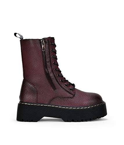 BOSANOVA Botas Militares burdeoss con Cremallera Burdeos 38