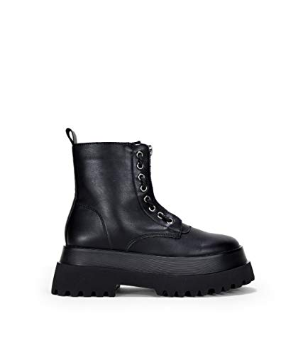 BOSANOVA Botas Militares Negras Plataforma Negro 38