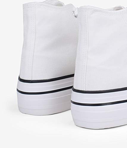 BOSANOVA Zapatillas Blancas Abotinadas con Plataforma y Cordones para Mujer | Blanco 36