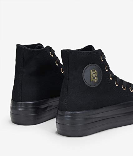 BOSANOVA Zapatillas Negras Abotinadas de Tela Negro 41