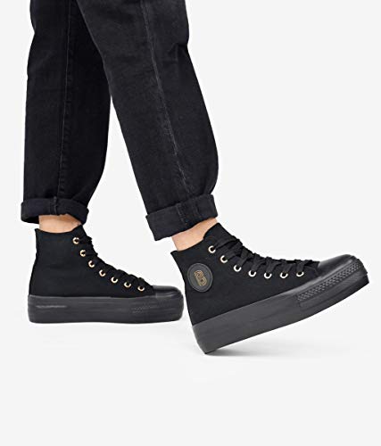 BOSANOVA Zapatillas Negras Abotinadas de Tela Negro 41