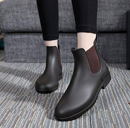 Bota Agua Mujer Hombre Chelsea Jardín Trabajo Lluvia Tobillo Botas Festival Antideslizante Wellington Boots Marrón 41