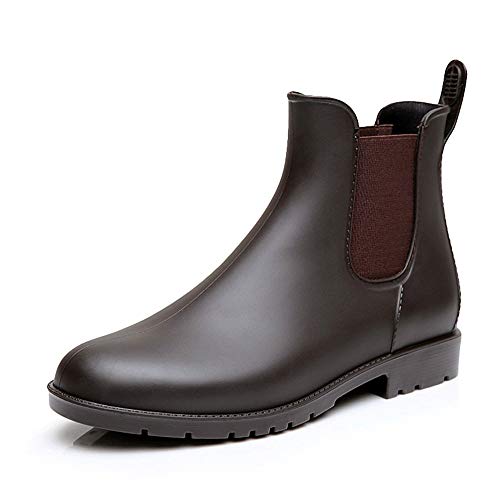 Bota Agua Mujer Hombre Chelsea Jardín Trabajo Lluvia Tobillo Botas Festival Antideslizante Wellington Boots Marrón 41