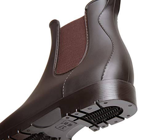 Bota Agua Mujer Hombre Chelsea Jardín Trabajo Lluvia Tobillo Botas Festival Antideslizante Wellington Boots Marrón 41