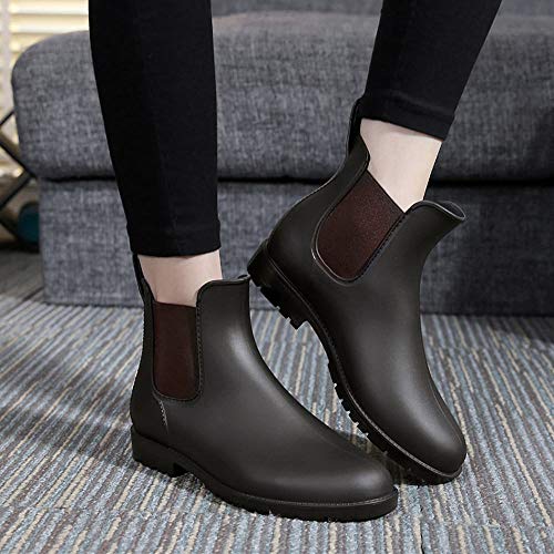 Bota Agua Mujer Hombre Chelsea Jardín Trabajo Lluvia Tobillo Botas Festival Antideslizante Wellington Boots Negro Marrón 34-43 Gris 38