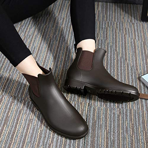 Bota Agua Mujer Hombre Chelsea Jardín Trabajo Lluvia Tobillo Botas Festival Antideslizante Wellington Boots Negro Marrón 34-43 Gris 38